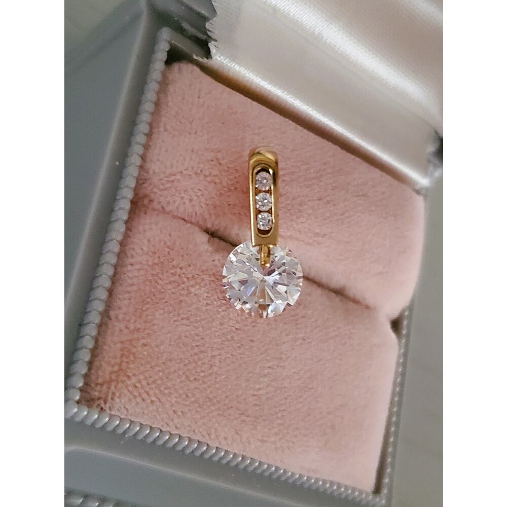 Vintage 14K Yellow Gold Cubic Zirconia Statement Drop Pendant - Picture 2 of 4